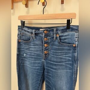 Madewell Button-Fly Distressed 10" High Rise Skinny Jean Size 28